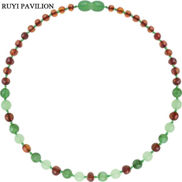 

chains ruyi pavilion natural baltic amber necklace for baby handmade polished beads fine jewler multicolor 32-35cm, Silver