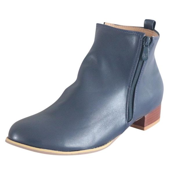 

boots solid ankle autumn winter glossy pointed women causal side zipper shoes woman flats flat casual, Black