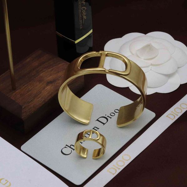 

family bracelet women's new net red classic cd letter opening ring, Black