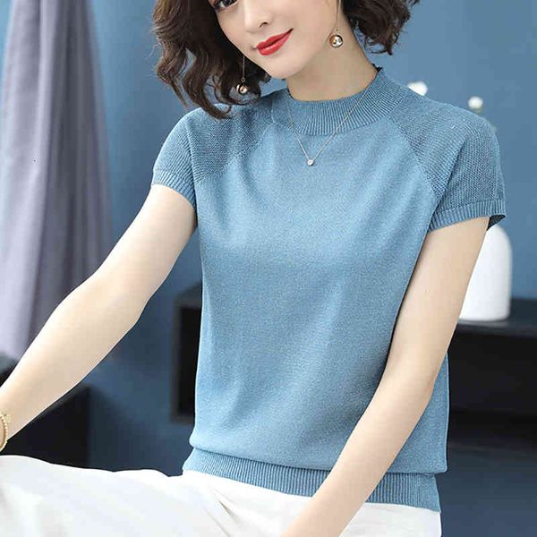 

women's sweaters half turtleneck women thin summer knitted elastic short sleeve hollow out woman clothes womens pullovers oo8d, White;black