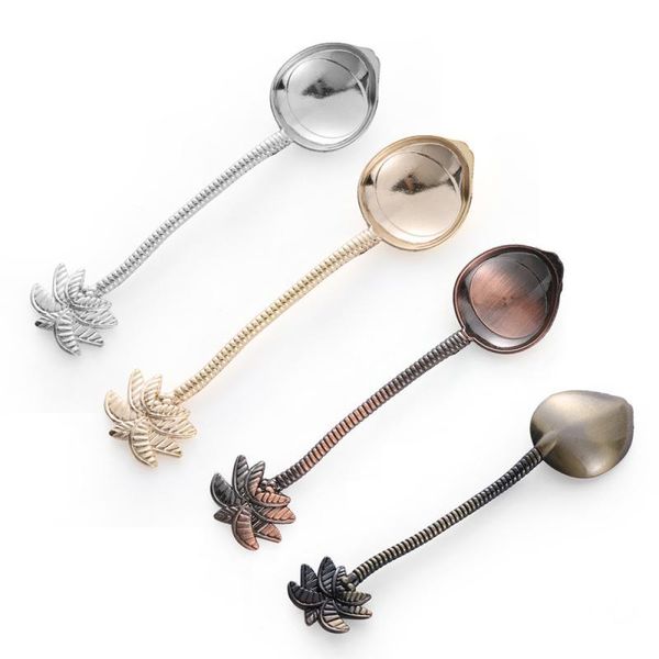 

6pcs/set tropical style coconut tree shaped dessert spoon coffee ice cream retro cute square head kitchen gadget spoons