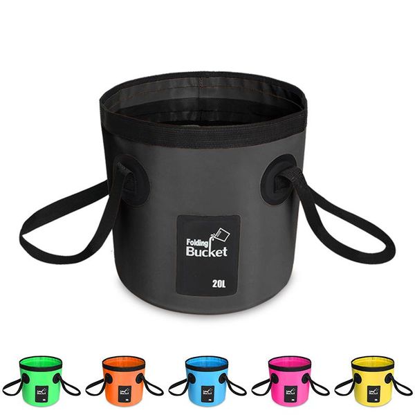 

12l/20l 500d folding bucket fishing waterproof buckets portable bag storage outdoor car wash camping accessories