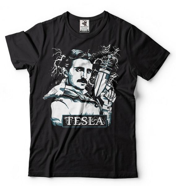 

nikola tesla t-shirt tesla electric gun tee shirt mens funny t-shirt tesla shirt, White;black