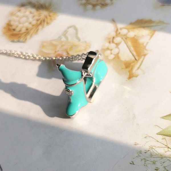 

chains fashion jewelry original sterling silver s925 necklace blue motorcycle pendant women's clavicle chain gift