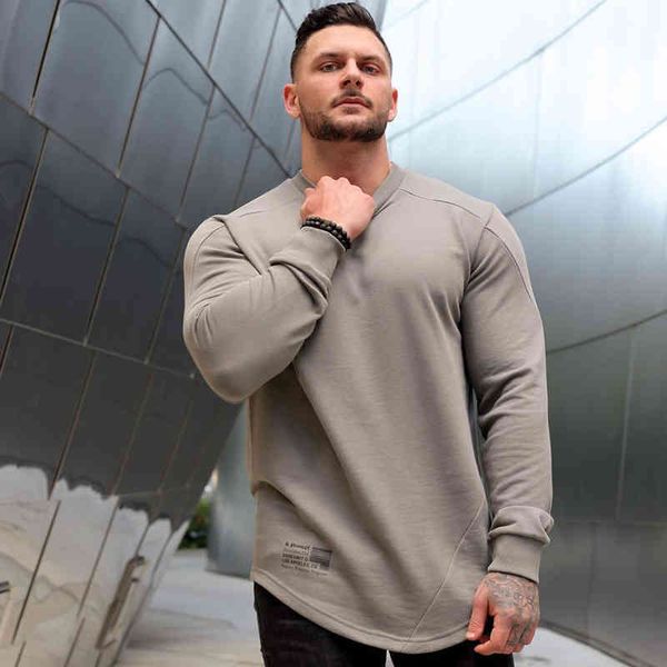 

men spring autumn cotton hoodi slim pullover casual solid sweatshirts gym fitns workout male running training clothing, Black