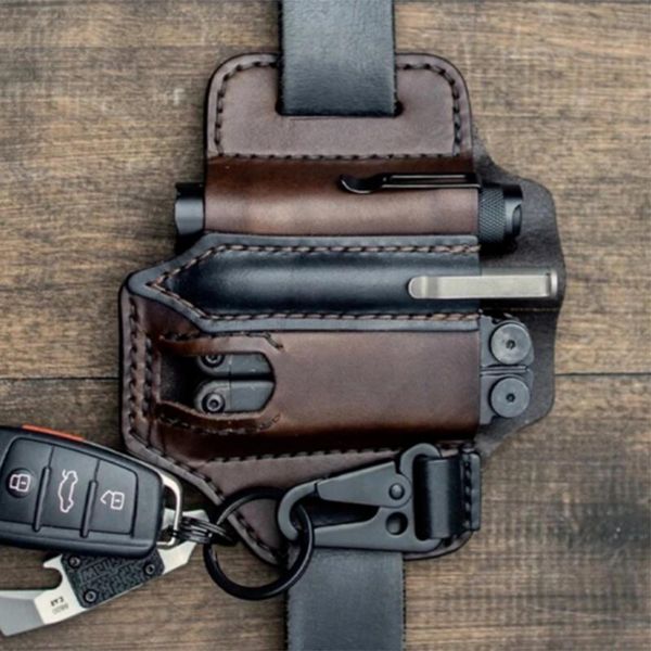 

multitool leather sheath pocket organizer storage belt waist bag for camping k2 school bags