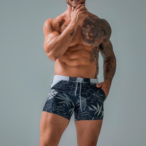 

men's swimwear swimming trunks 2021summer fashion print beachwear male slim fit beach shorts casual sports surf board jogging #4