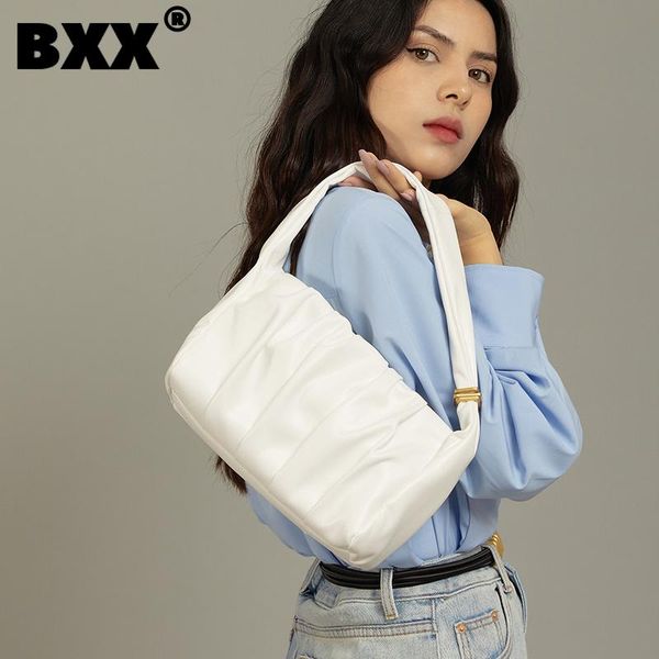 

shoulder bags [bxx] simple solid color pu leather pleated for women 2021 summer bag trending luxury travel hand hs916