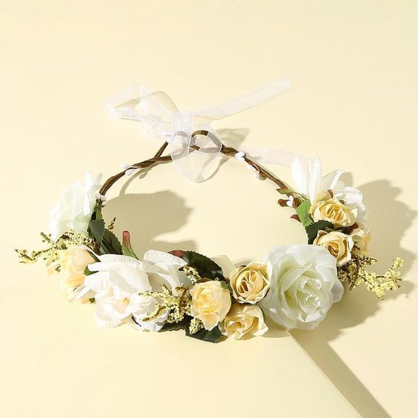 

1pcs arrival bohemian bride flower crowns floral garland romantic faux rose wedding wreaths headband hair accessories1
