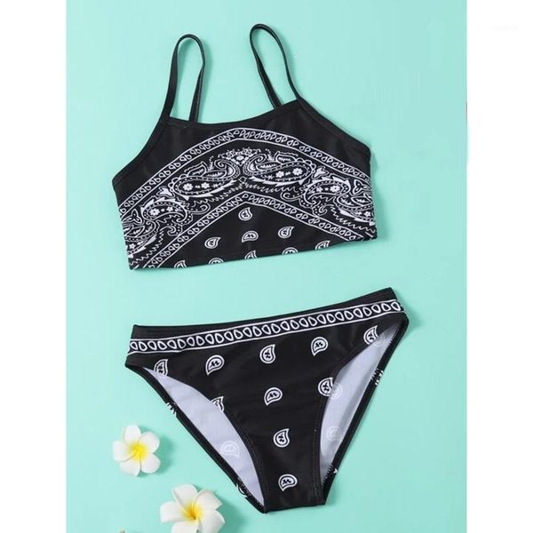 

toddler kids baby girls printing sling beach bikini split swimsuit suit beachwear vogue summer children's one-pieces, Black