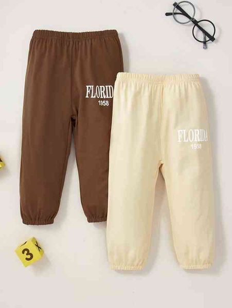

baby 2pcs elastic waist letter graphic sweatpants she, Blue