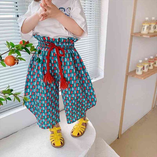 

summer arrival girls fashion printed pants kids korean design trousers, Blue
