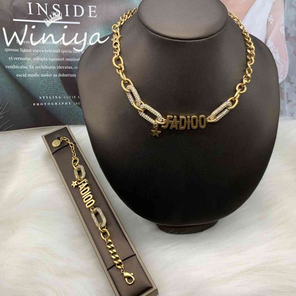 

design jewelry home 2021 new letter diamond necklace femininity fashion net red same bracelet, Black