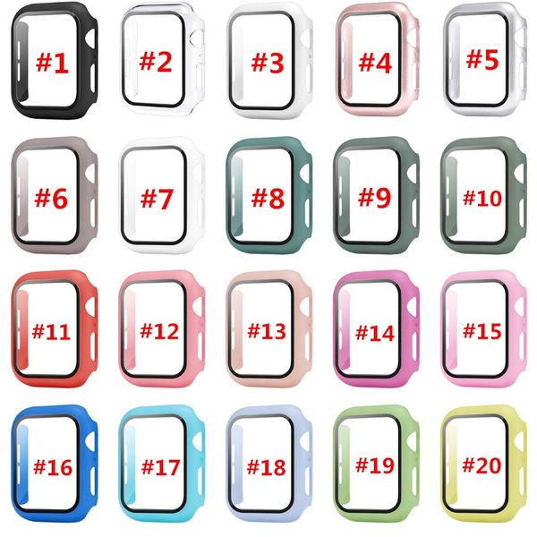 

pc hard bumper case with 9h tempered glass for iwatch 1 2 3 4 5 6 se full protection 38mm 40mm 42mm 44mm cover in retail box