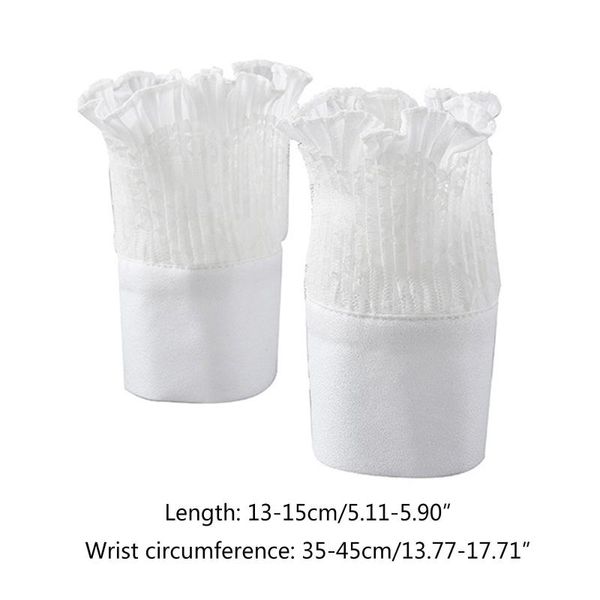 

five fingers gloves women winter double layer horn cuffs bracelet hollow out floral lace wrinkled ruffled fake sleeves sunscreen detachable, Blue;gray