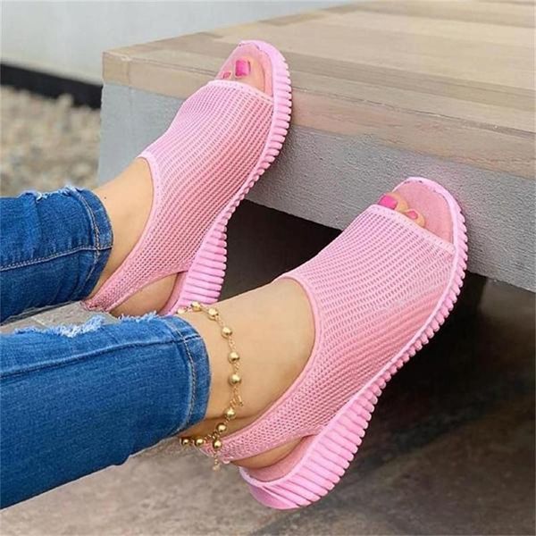 

sandals women 2021 fashion casual mesh open toe ladies comfortable breathable large size soft flat summer female, Black