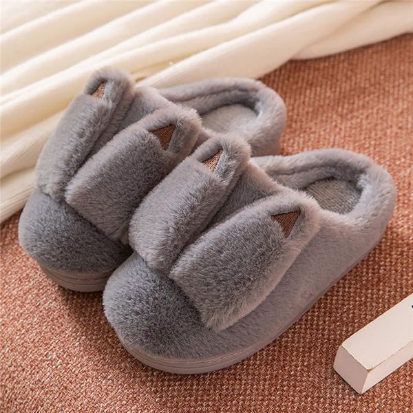 

slipper children' slippers winter soft plush for home indoor warm furry flat slides slip on boy kids shoes girl, Black;grey