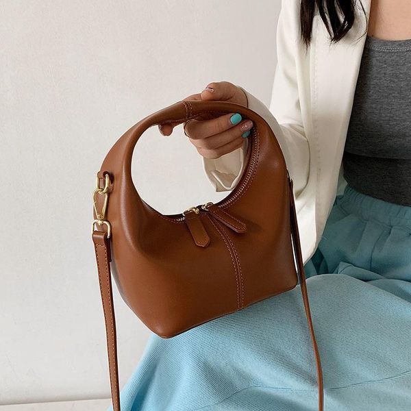 Omuz Çantaları Kadınlar Debriyaj Çanta Vintage Fransız Tarzı Çanta 2021 Küçük Crossbody Moda Deri Bayan El Için