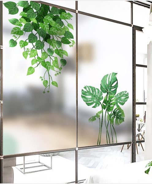 

window stickers custom size electrostatic cover pvc nordic plants decorative private glass film for door cabinet table 60cmx100cm