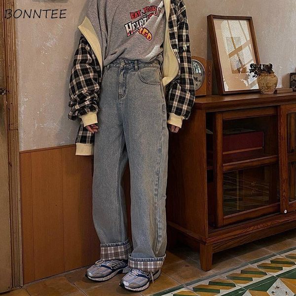 

jeans women oversized spring bf style denim full length baggy trousers vintage high waist daily retro stylish all-match women's, Blue