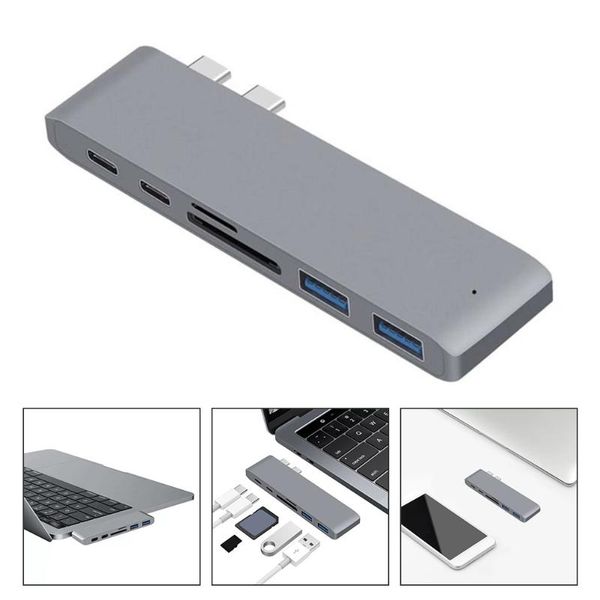 

hubs usb type-c hub 6 ports splitter reader expansion transfer adapter