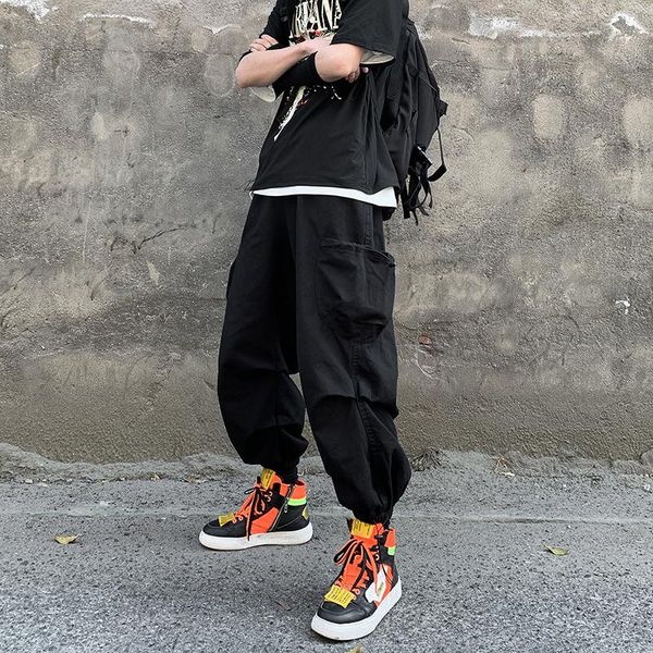 

men's pants 2021 casual loose overalls korean fashion trendy street sports ankle-length pant, Black