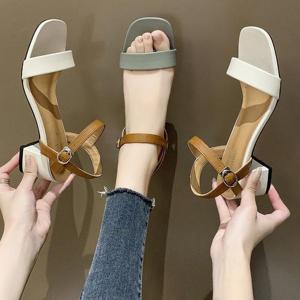 

sandals open toe med fashion womens shoes 2021 block heels beige heeled peep medium luxury chunky comfort black girls summer