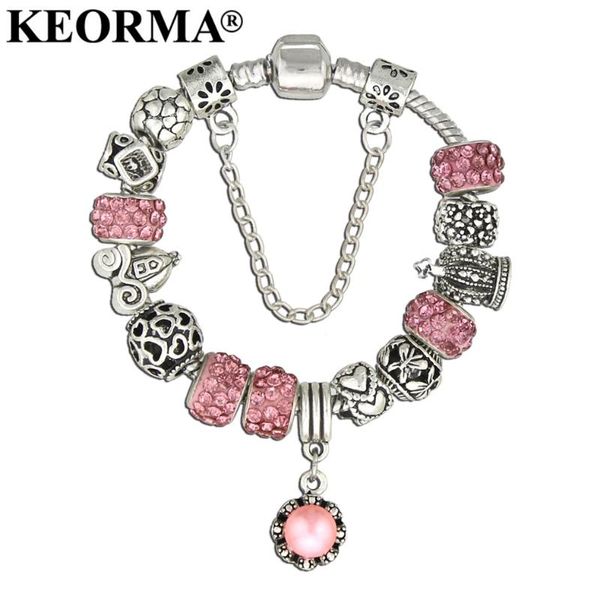 

charm bracelets keorma 2021 fashion european style silver color & bangles simulated pearl charms for women pulseira km013, Golden;silver