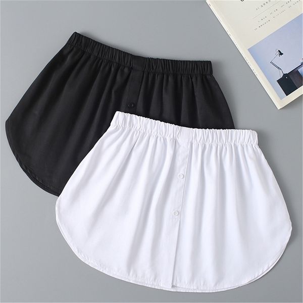 

skirt adjustable layering fake mini shirt extender half extended women accessories button 210708, Black