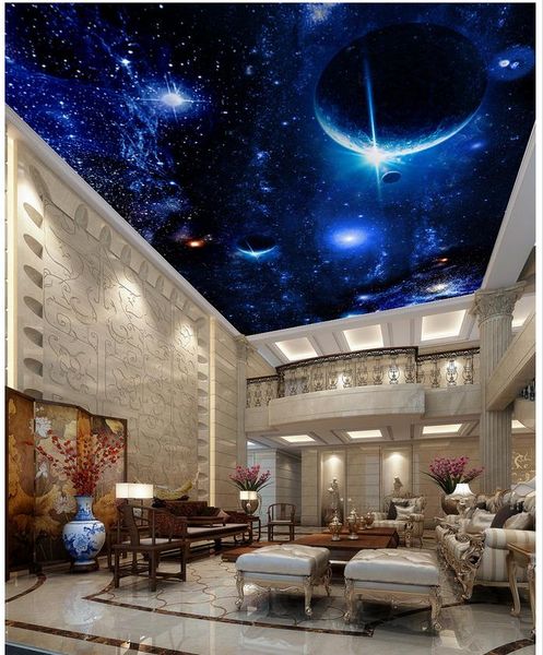 

fantasy starry sky planet mural ceiling 3d murals wallpaper for living room ceilings