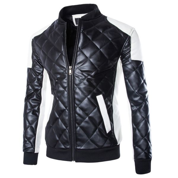 

men's leather & faux pu men's leather jacket, high-grade classic motorcycle winter synthetic jacket., Black