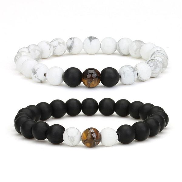 

beaded, strands classic matte black natural stone men's bracelets diy handmade tiger eyes mix beaded bangle for women hand jewelry bi