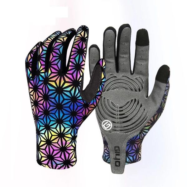 

cycling gloves luminous full finger reflection dazzle mtb long glove outdoor sport mittens noctilucent motorcycle -40, Black