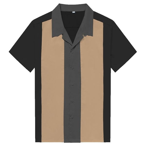 

charlie harper shirt vertical striped s for men 50s rockabilly button-down cotton s short sleeve vintage dress 210626, White;black