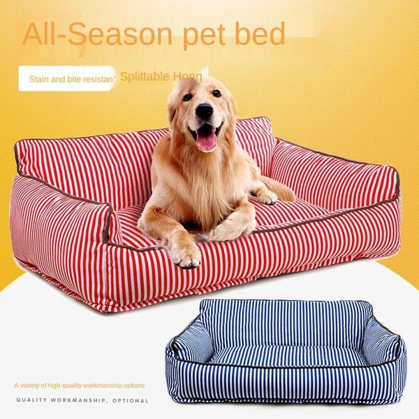 

kennels & pens soft and comfortable dog bed,striped pattern sofa with pillow, suitable for large,medium small pet bed supplies