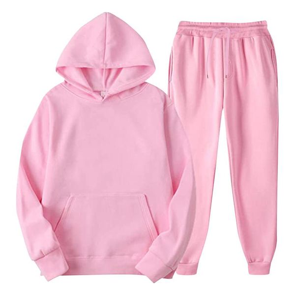 

jogging clothing men and women sets autumn winter leisure solid color hoodies sweater pants sports suit fashion sportswear, Black;red