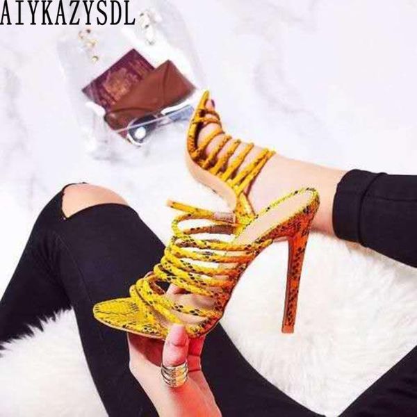 

women open toe strappy high heel sandals snake print narrow band stilettos cut out shoes mule slides clubwear, Black