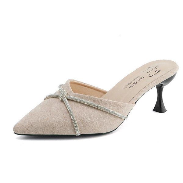 

slippers women pointed toe designers thin high heel sandals rhinestone luxury black mules shoes outside dress woman slides 32g4