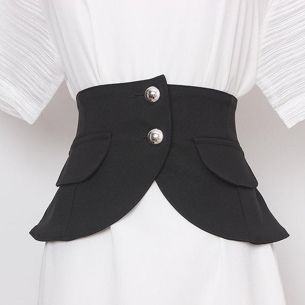 

belts superaen fashion wide black cloth belt decoration matching skirt white shirt cummerbunds female outer women, Black;brown