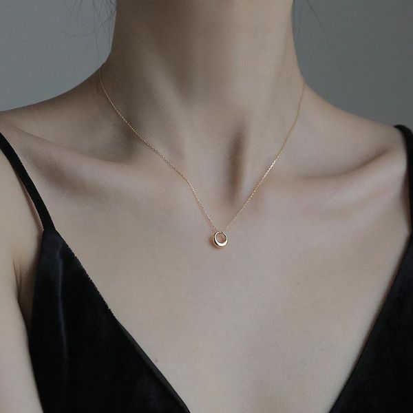 

chokers 2021 arrivals geometric round circle clavicle chain necklace for women jewelry wholesale dz647, Golden;silver