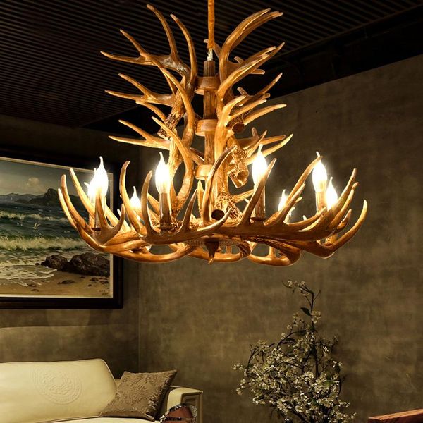 

chandeliers american retro brown white chandelier lighting resin antler 4/6/9 luxury vintage for home kitchen fixtures