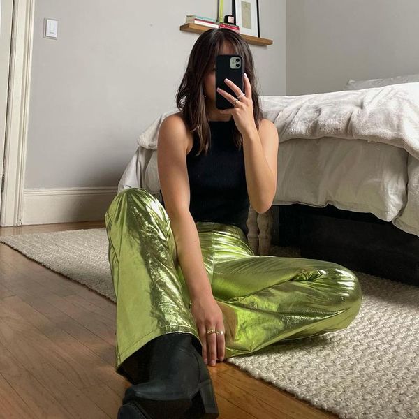 

women's pants & capris korean style leather women solid low waist material straight female sweet streetwears party club 2021 autumn, Black;white