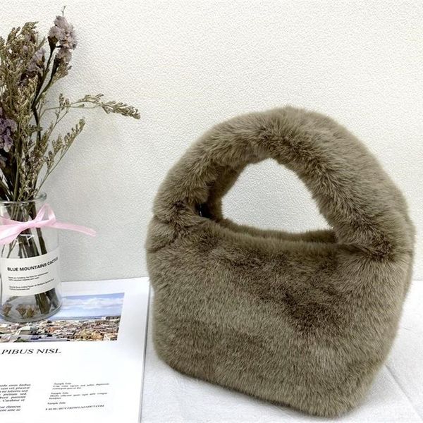 

evening bags luxury faux mink plush women's handbags winter soft shoulder crossbody for women casual fluffy fur hand