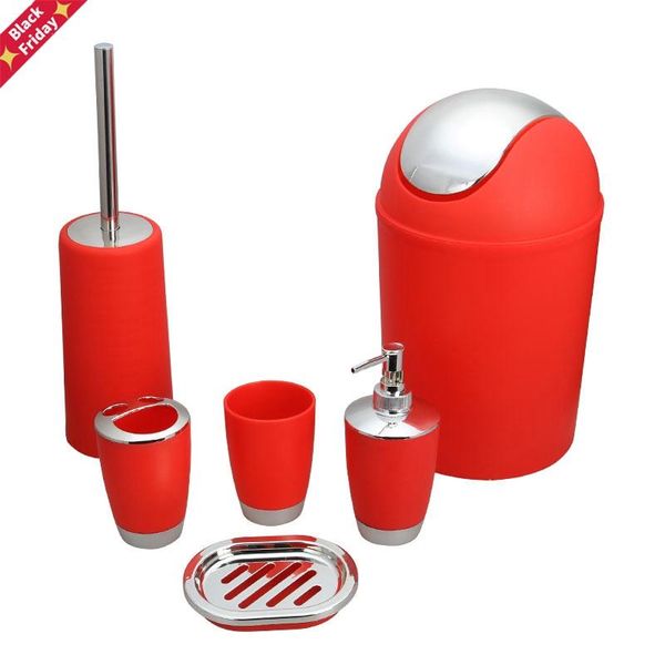 

6pcs bathroom accessories set plastic toothbrush holder bin soap dish dispenser tumbler toilet brush for home clean tool bath accessory