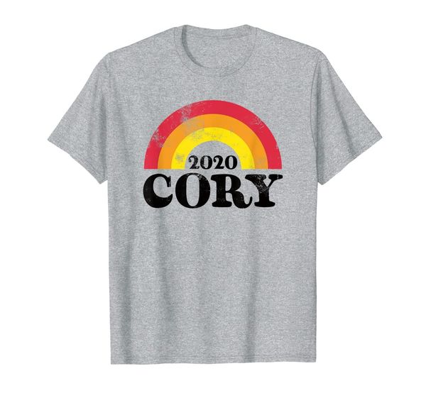

cory booker 2020 for president t shirt retro 70s rainbow tee, White;black