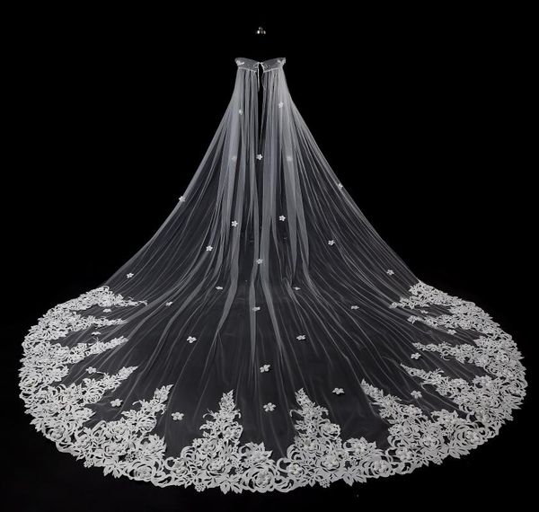 

bridal veils 2021 ivory white 3 meters wedding appliques veil accessories bride in stock, Black