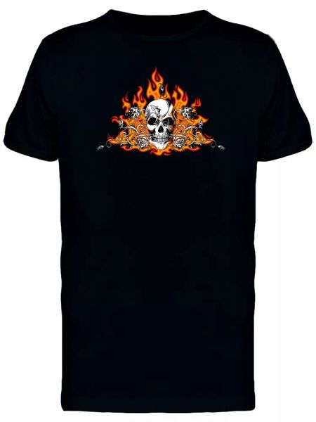 

Flaming Skull With Dried Roses Men's Tee -Image by Shutterstock, White;black