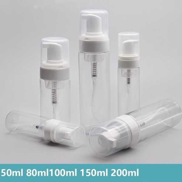 

50ml / 80ml 100ml 150ml 200ml reusable transparent plastic foaming soap dispenser small mini travel pack empty bubbler storage bottles & jar
