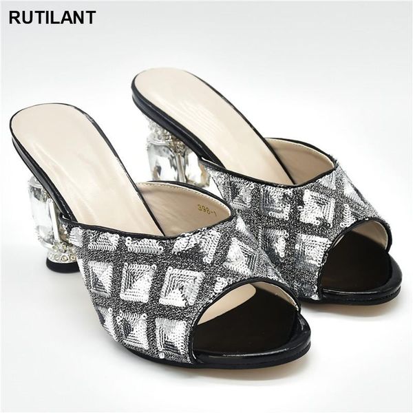 

dress shoes fashion without bag pumps super high heels italian women wedding for party african special materials .5 cm, Black