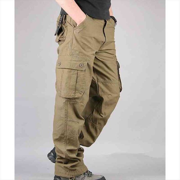 

mens cargo pants casual mens pant multi pocket military overall for men outdoors long trousers 30-44 plus size, Black